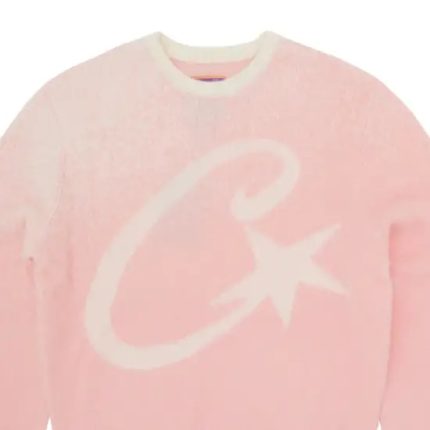 Corteiz C Star Gradient Mohair Knit Sweatshirt Pink